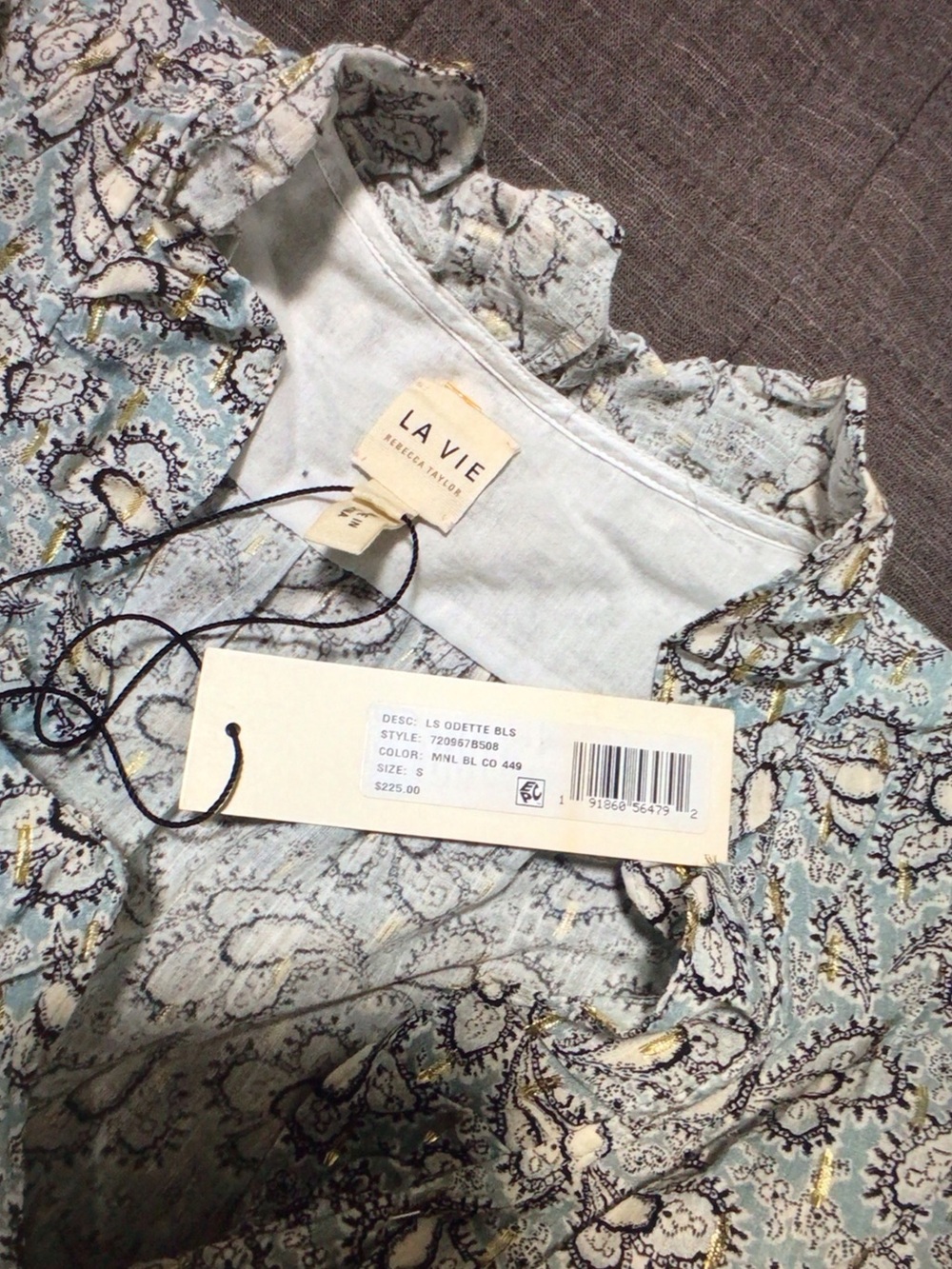 La Vie Rebecca Taylor Paisley Ruffle-Trim Button Front Blouse - Picture 5 of 6